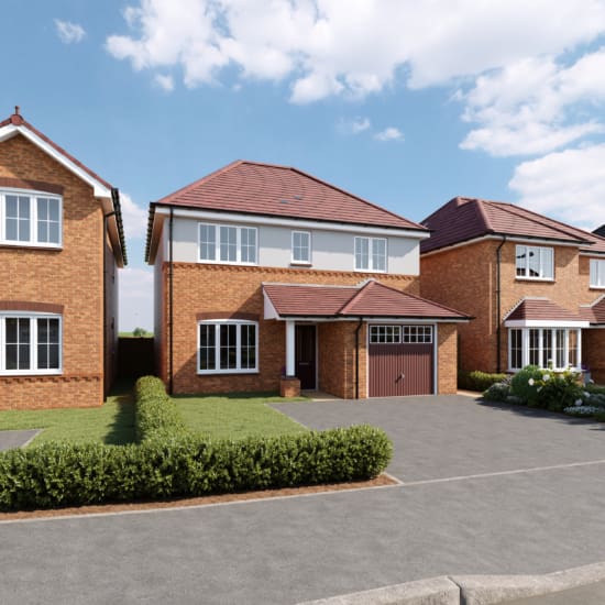 CGI external view of a detached 4 bedroom new build home, The Lymm