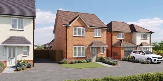CGI external view of a detached 3 bedroom new build home