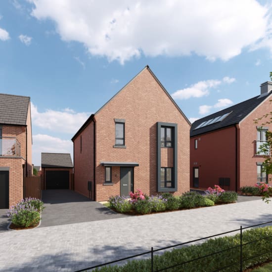 CGI external view of a detached 4 bedroom new build home, the Higham