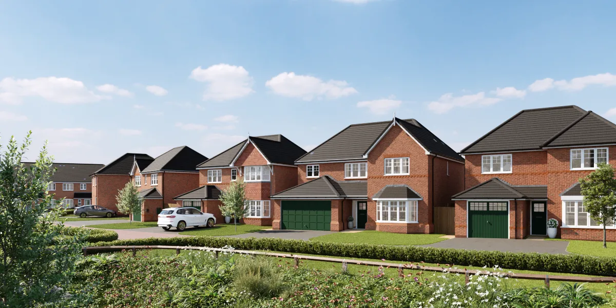 CGI street view of new build 4 bedroom houses