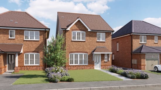 CGI street view of a 4 bedroom new build home