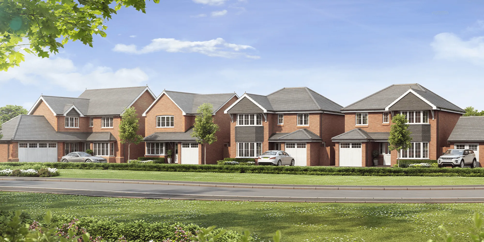 CGI Street view of 4 Anwyl new build homes at Croes Atti